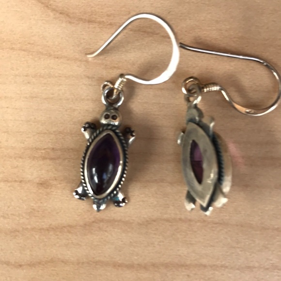 925 handmade silver earrings with amethyst stone - Picture 2 of 2